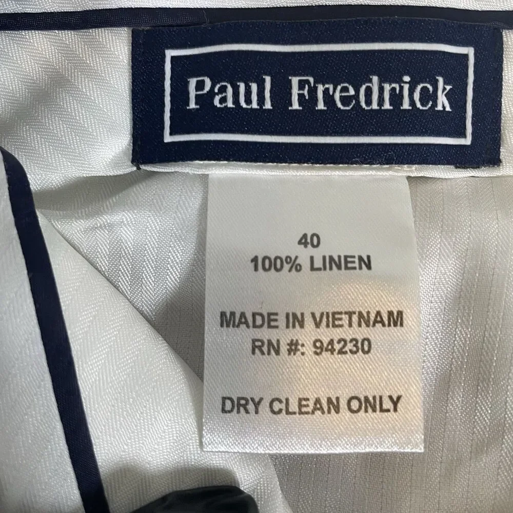 Paul Frederick 100% Linen Pants Size 40 Brown Preppy Dress Business